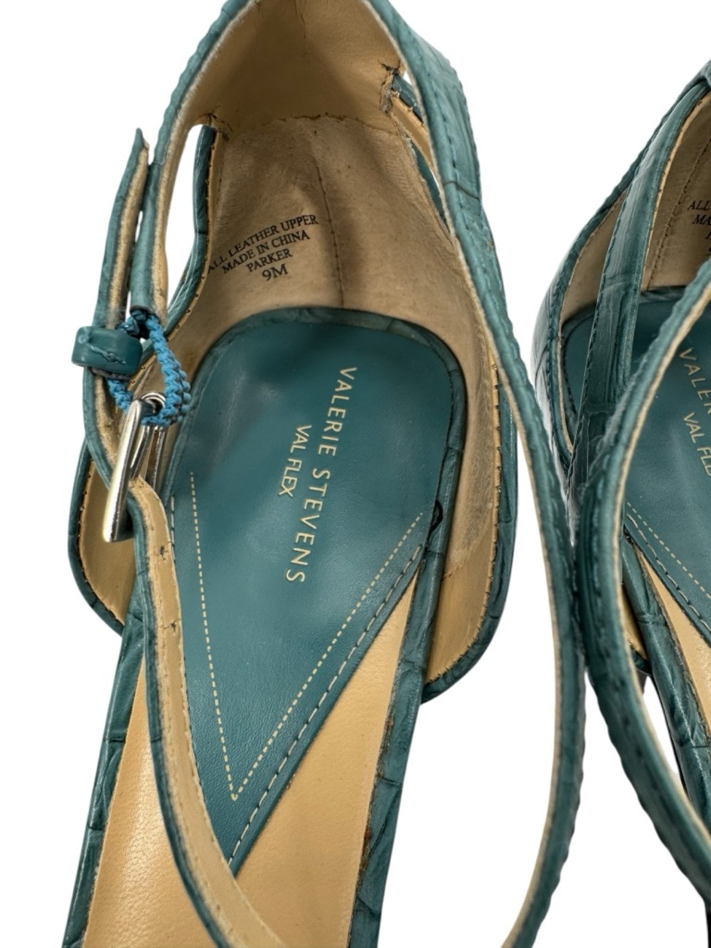 Valerie Stevens Women’s Blue Leather High Heel Shoes Val Flex “Parker” 9M - Picture 4 of 9